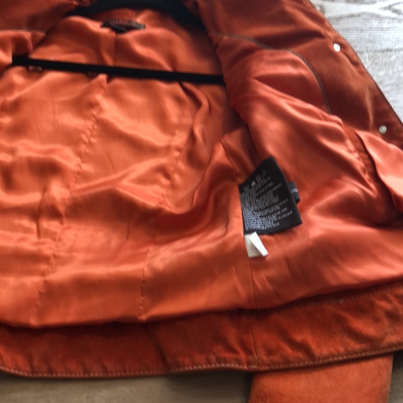 Danier orange washable leather jacket with white top stitching - Picture 7 of 14